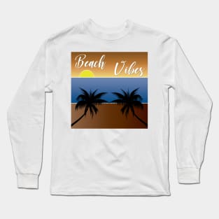 Colorful Vector Drawing Beach Vibes Long Sleeve T-Shirt